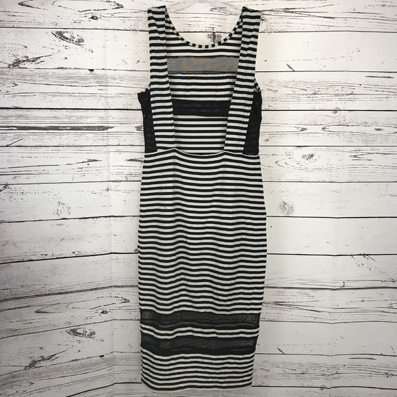 ASOS Striped Mesh Below-the-knee Bodycon Dress - Picture 5 of 5